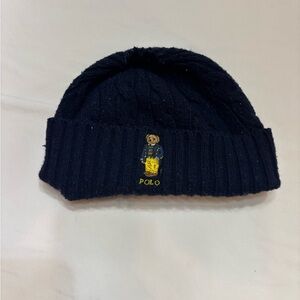 Ralph LaurenPolo Black Knit Beanie with Bear Logo
